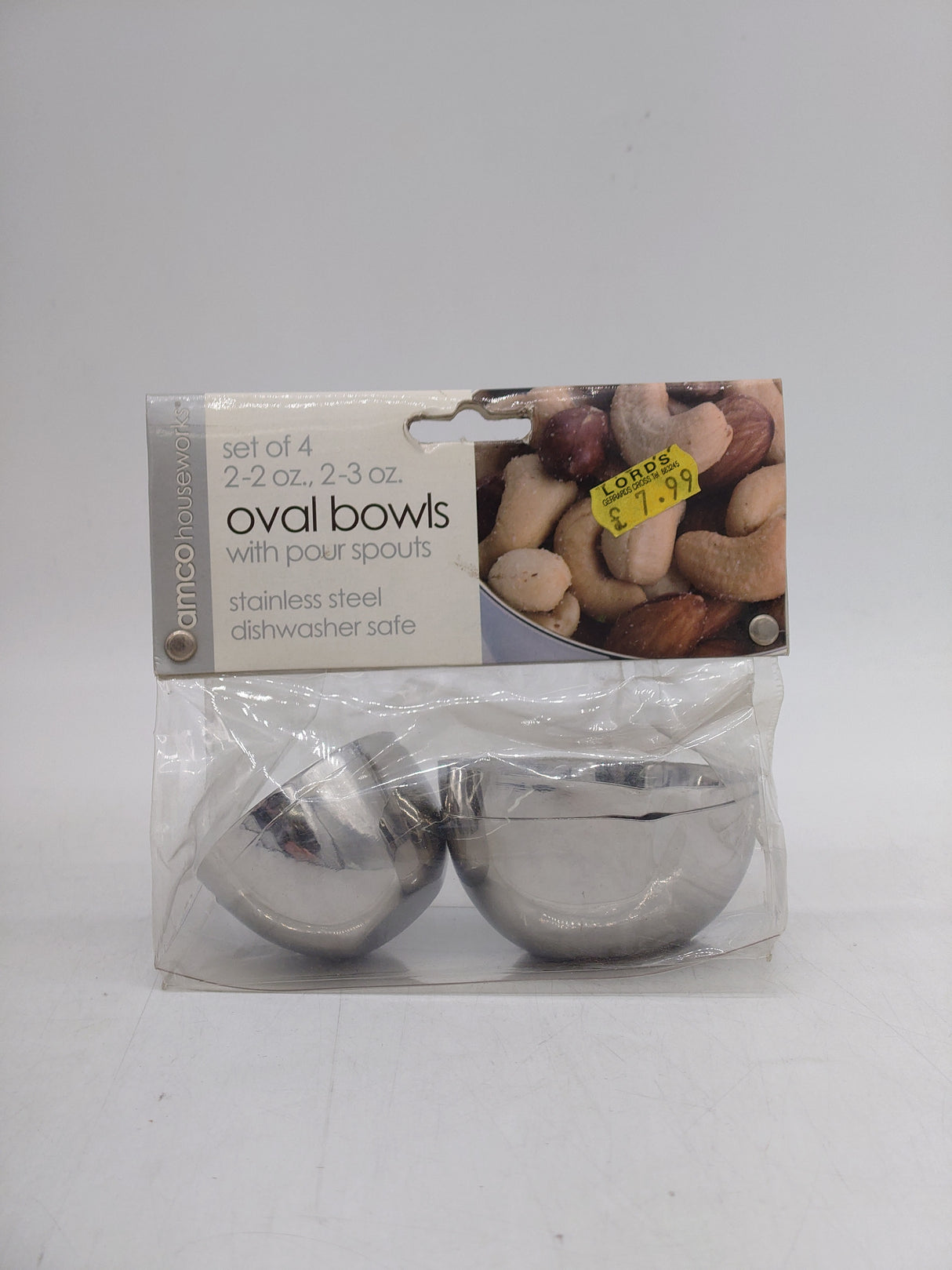 Stainless steel Oval bowls 2.2 - 2.3 oz. (4pk)