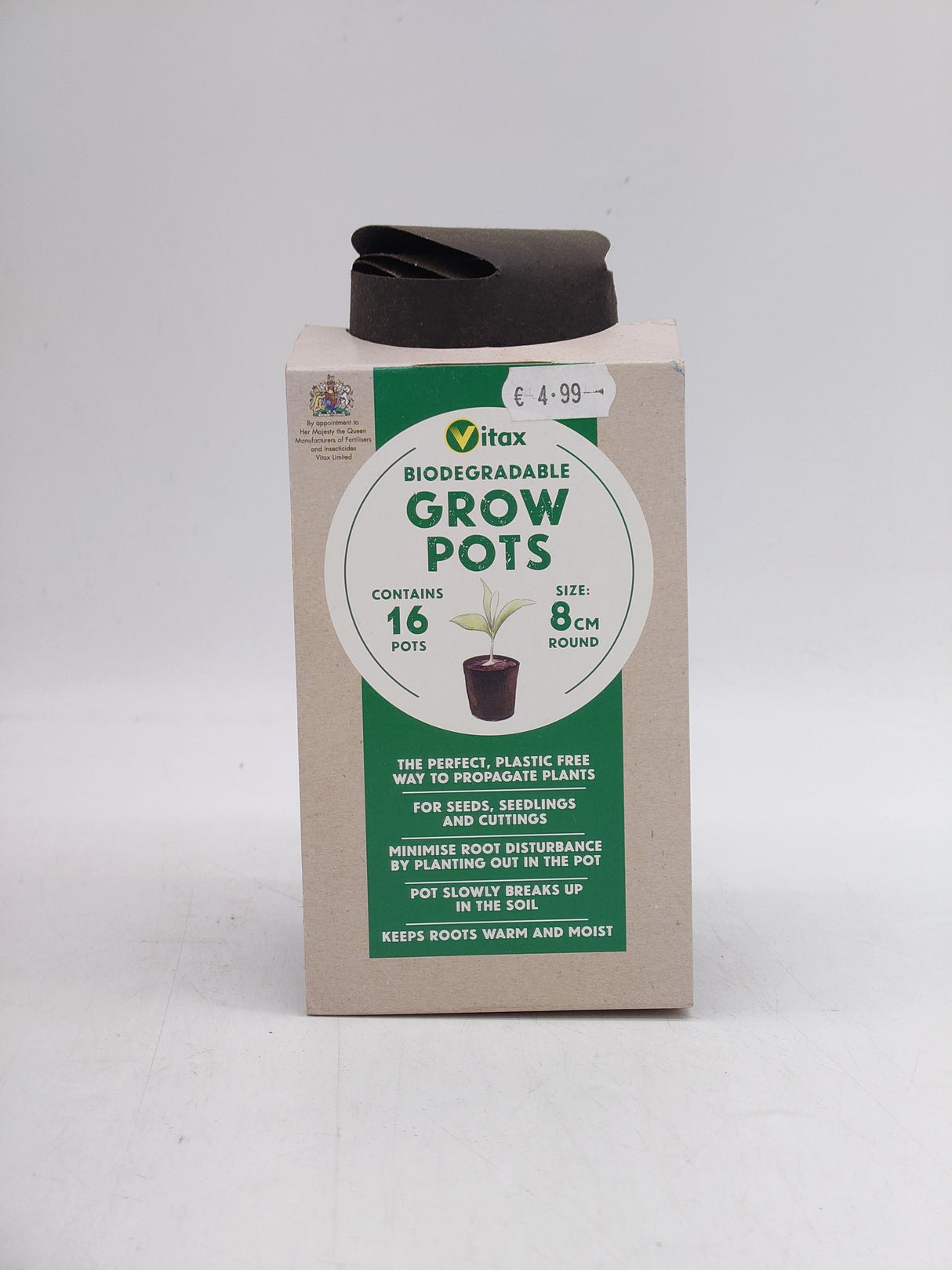 Vitax biodegradable grow pots - round 8cm (16pk)
