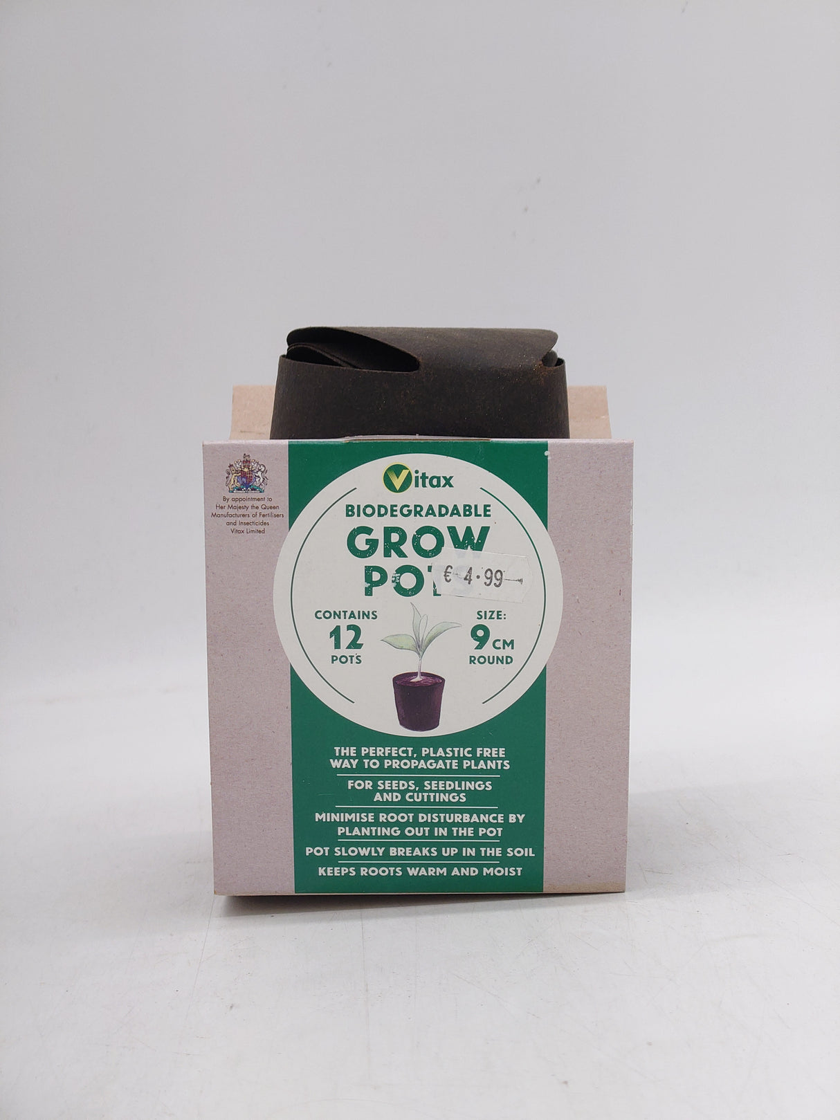 Vitax biodegradable grow pots - round 9cm (12pk)