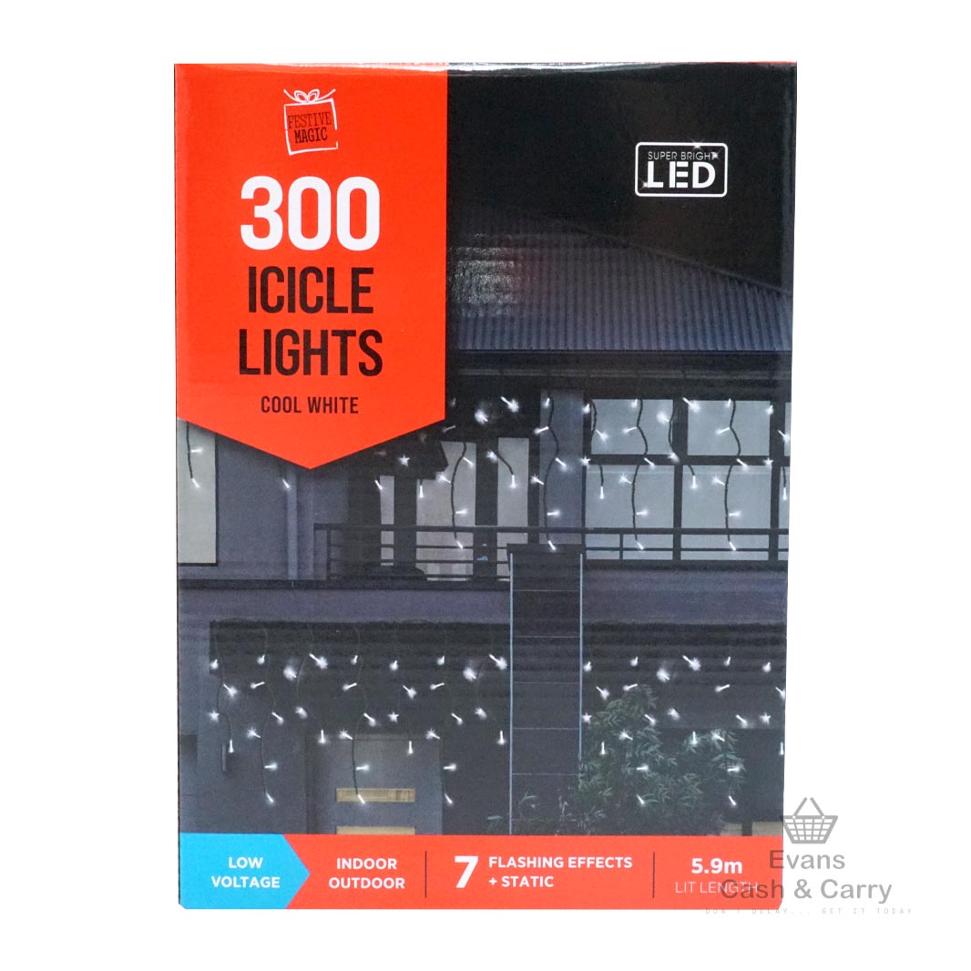 300 Icicle Lights - Cool White