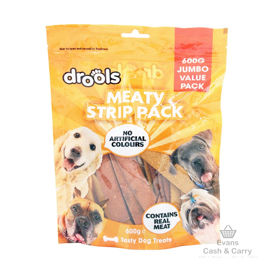 (BBE 03/24) Drools Meaty Strip Dog Treats 600g