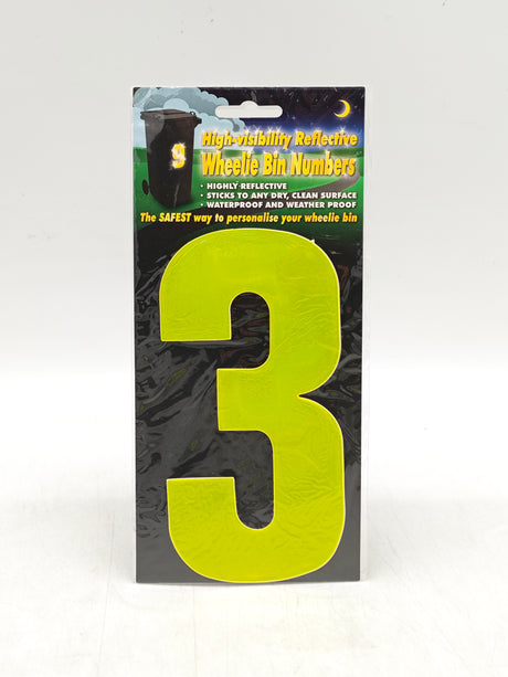 Reflective wheelie bin numbers (0-9)