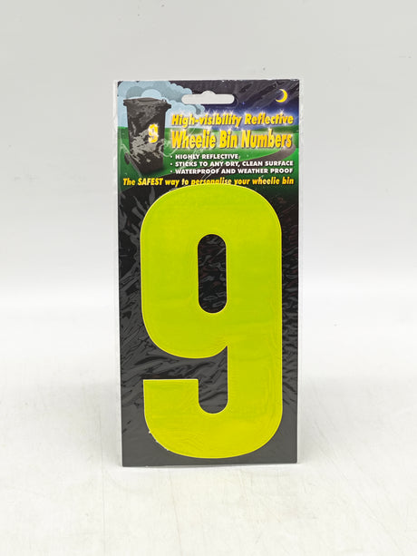 Reflective wheelie bin numbers (0-9)