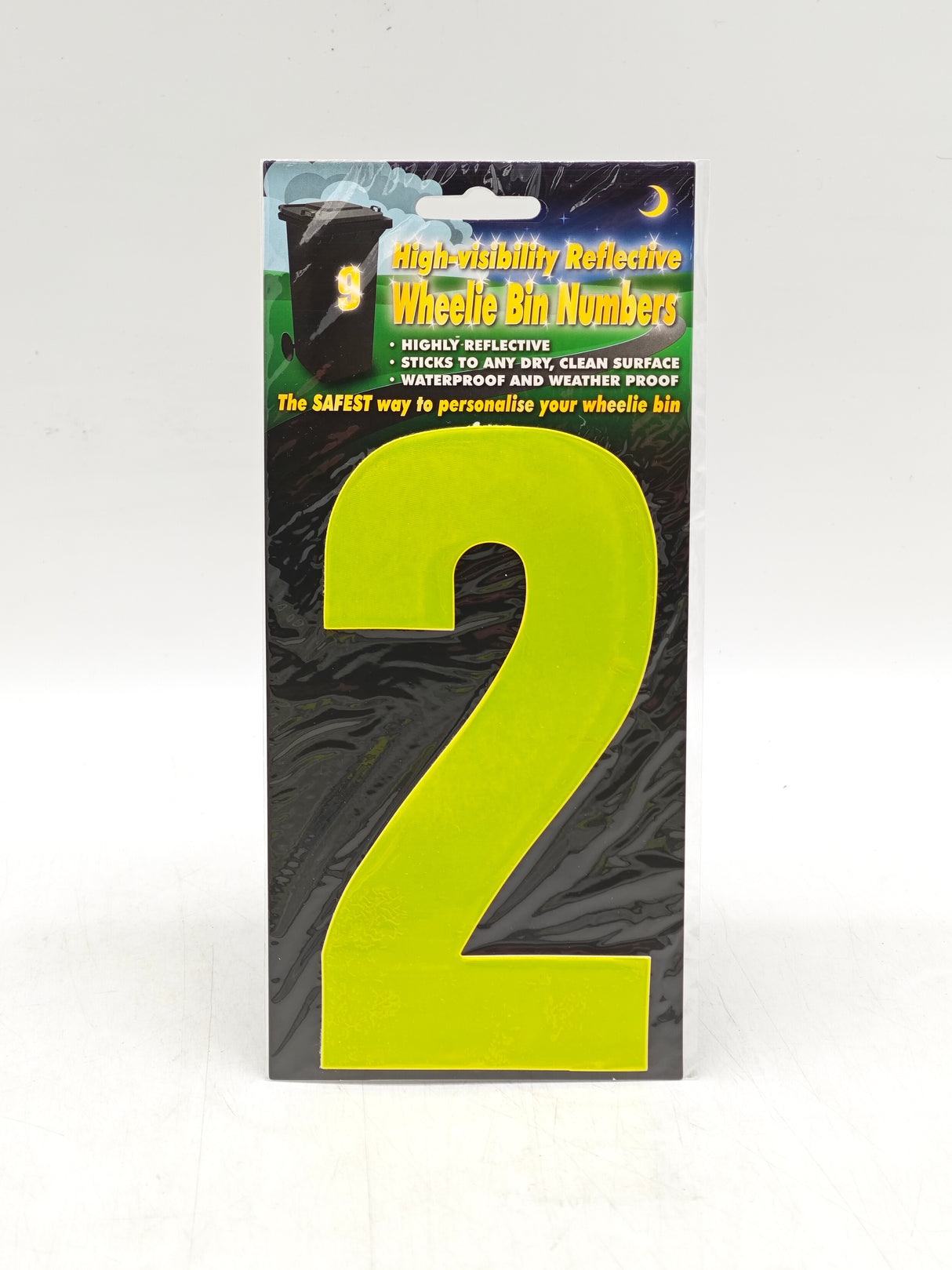 Reflective wheelie bin numbers (0-9)