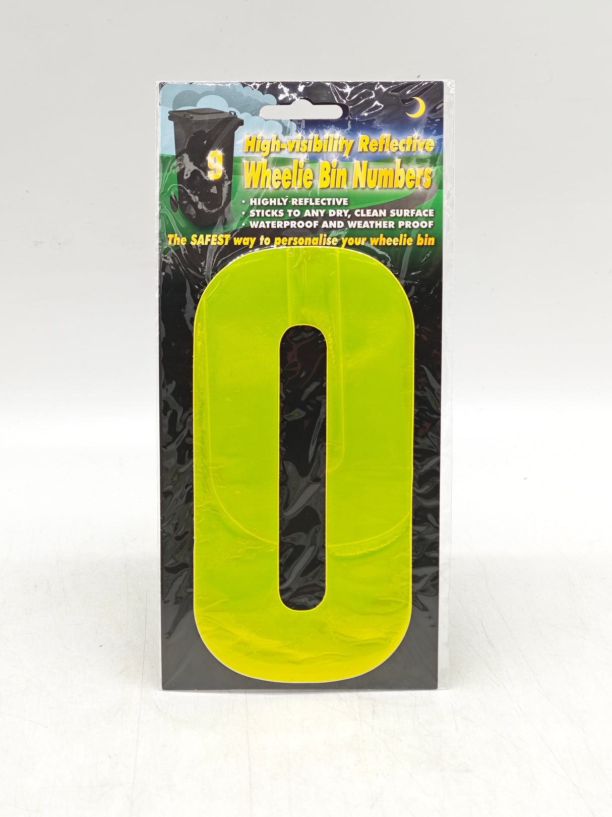 Reflective wheelie bin numbers (0-9)
