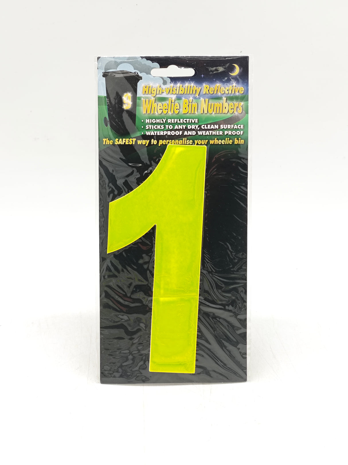 Reflective wheelie bin numbers (0-9)