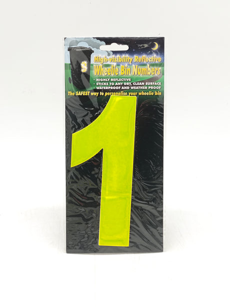 Reflective wheelie bin numbers (0-9)