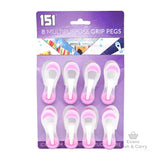 8pk Multipurpose Grip Pegs (Assorted Colours)