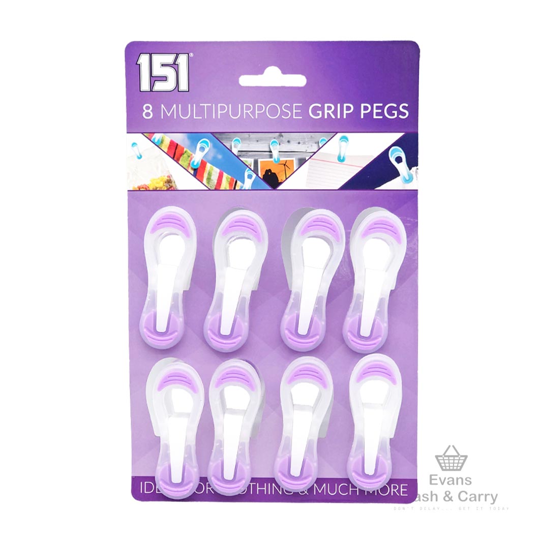 8pk Multipurpose Grip Pegs (Assorted Colours)