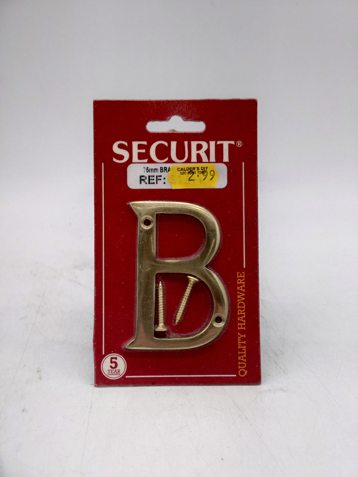 Securit house letter B - brass (75mm)