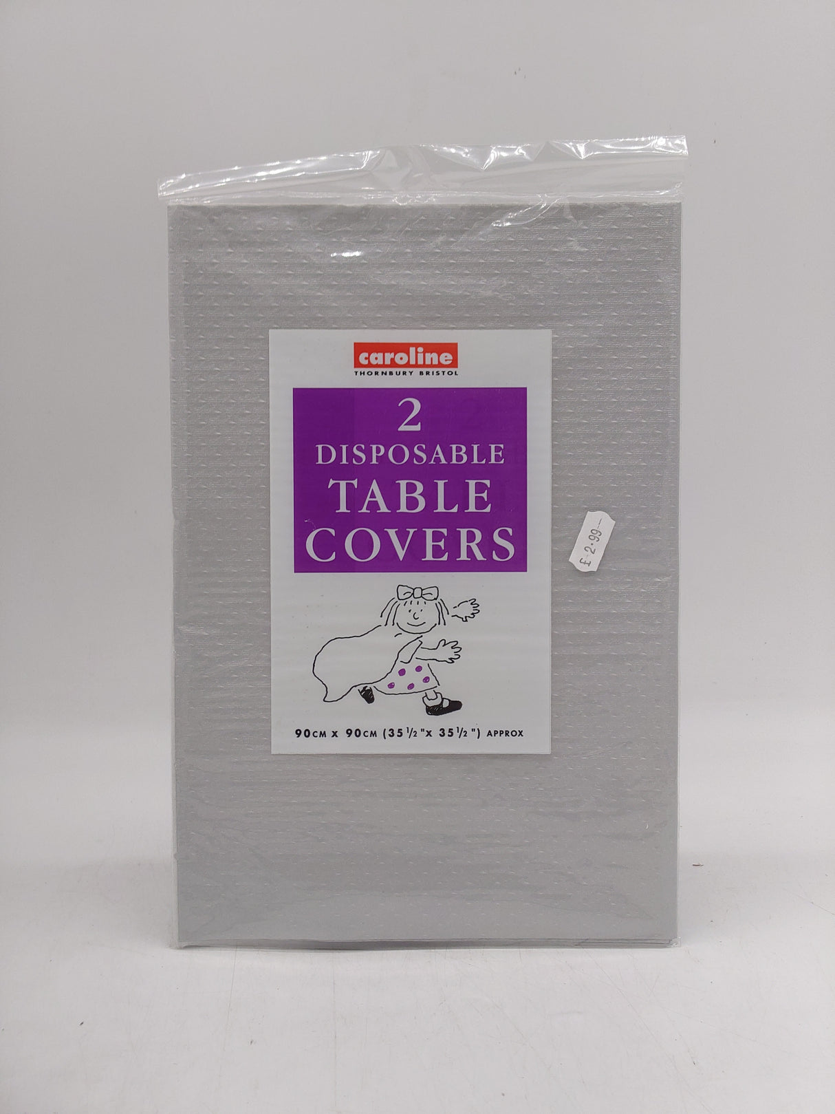 Caroline disposable table covers (2pk) - silver