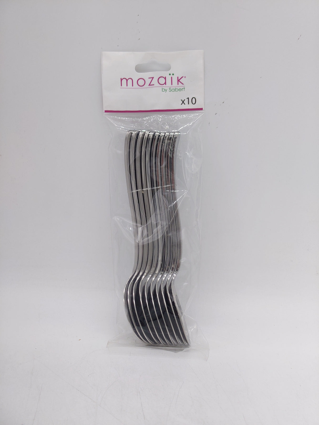 Mozaik silver plastic spoons (10pk)