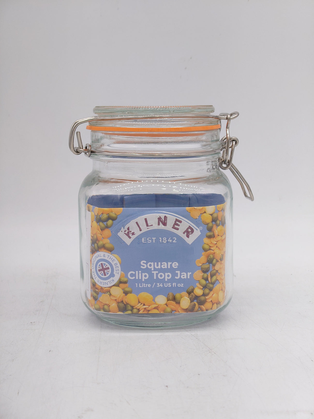 Kilner Square Clip Top Jar - 1 Litre