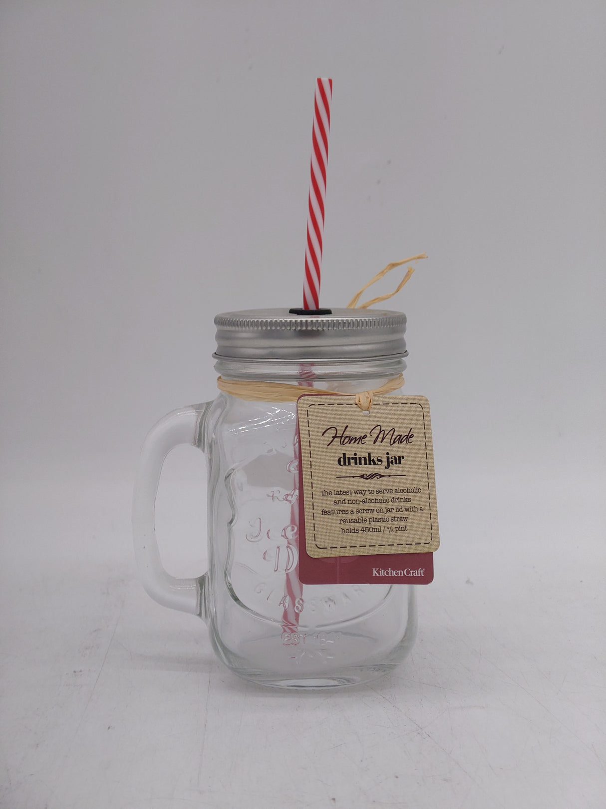 Home made drinks jar with straw (450ml)