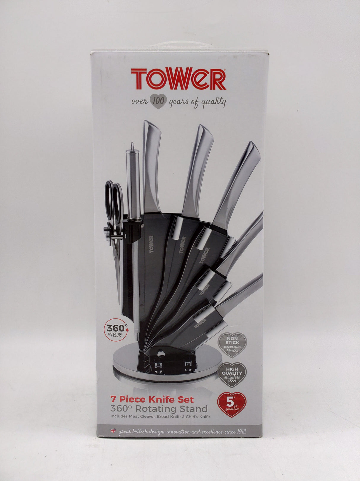 Tower 7 piece knife set with rotating stand