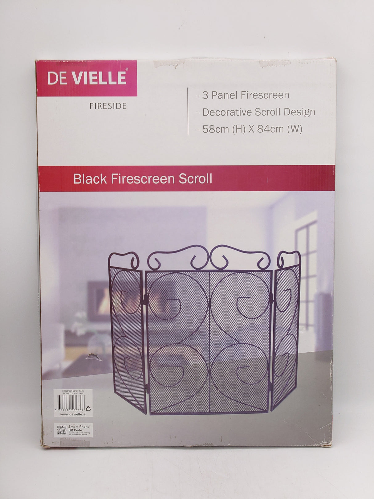 De Vielle black firescreen scroll