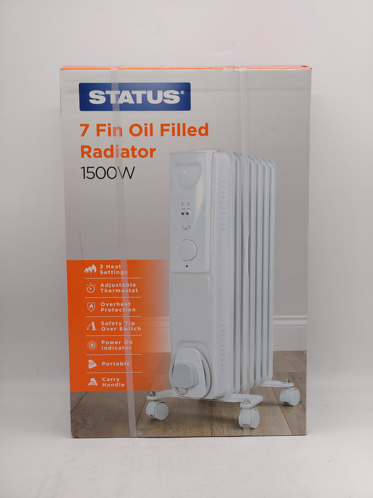 Status 7 fin oil filled radiator 1500W - white