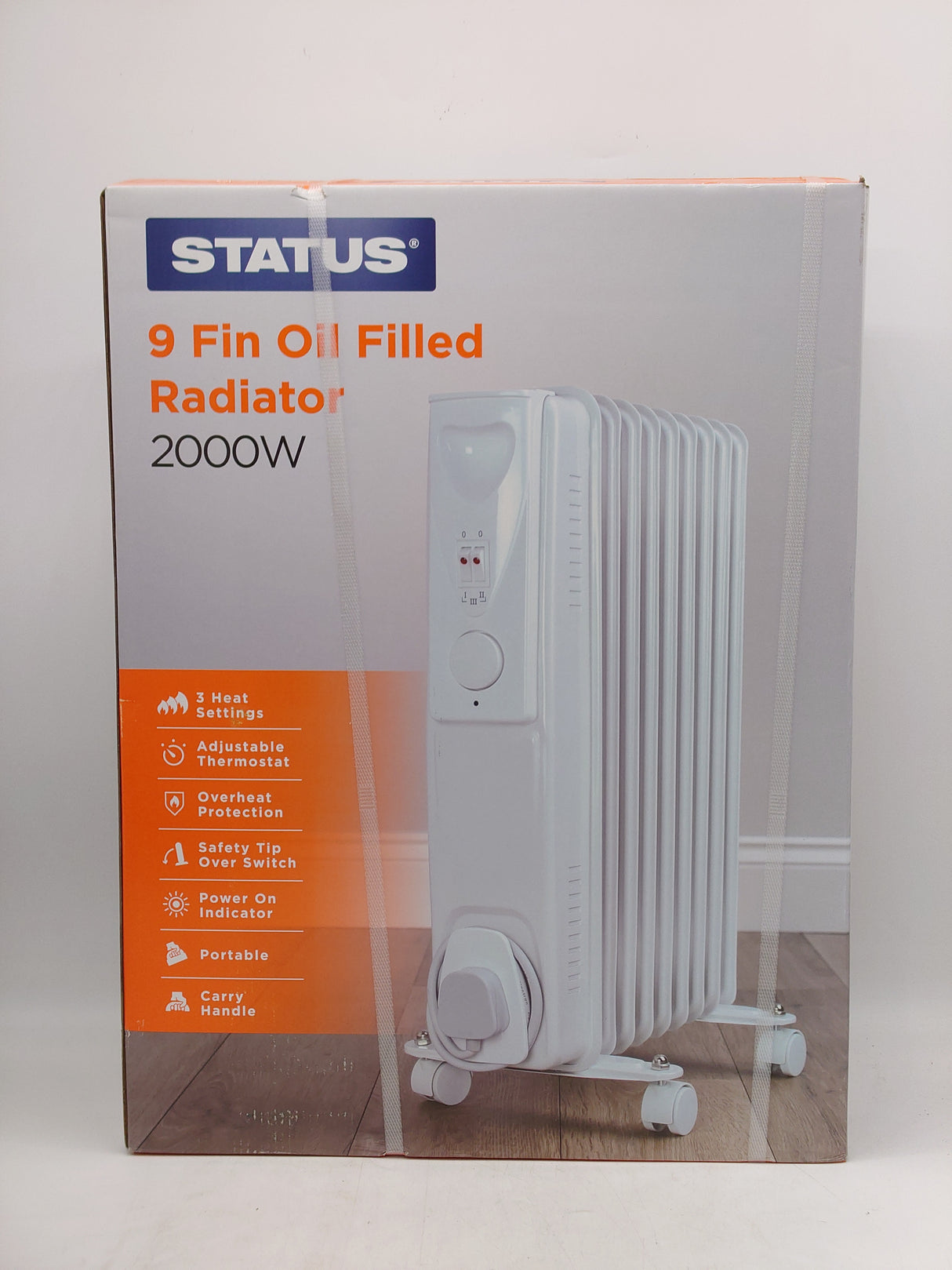 Status 9 fin oil filled radiator 2000W - white