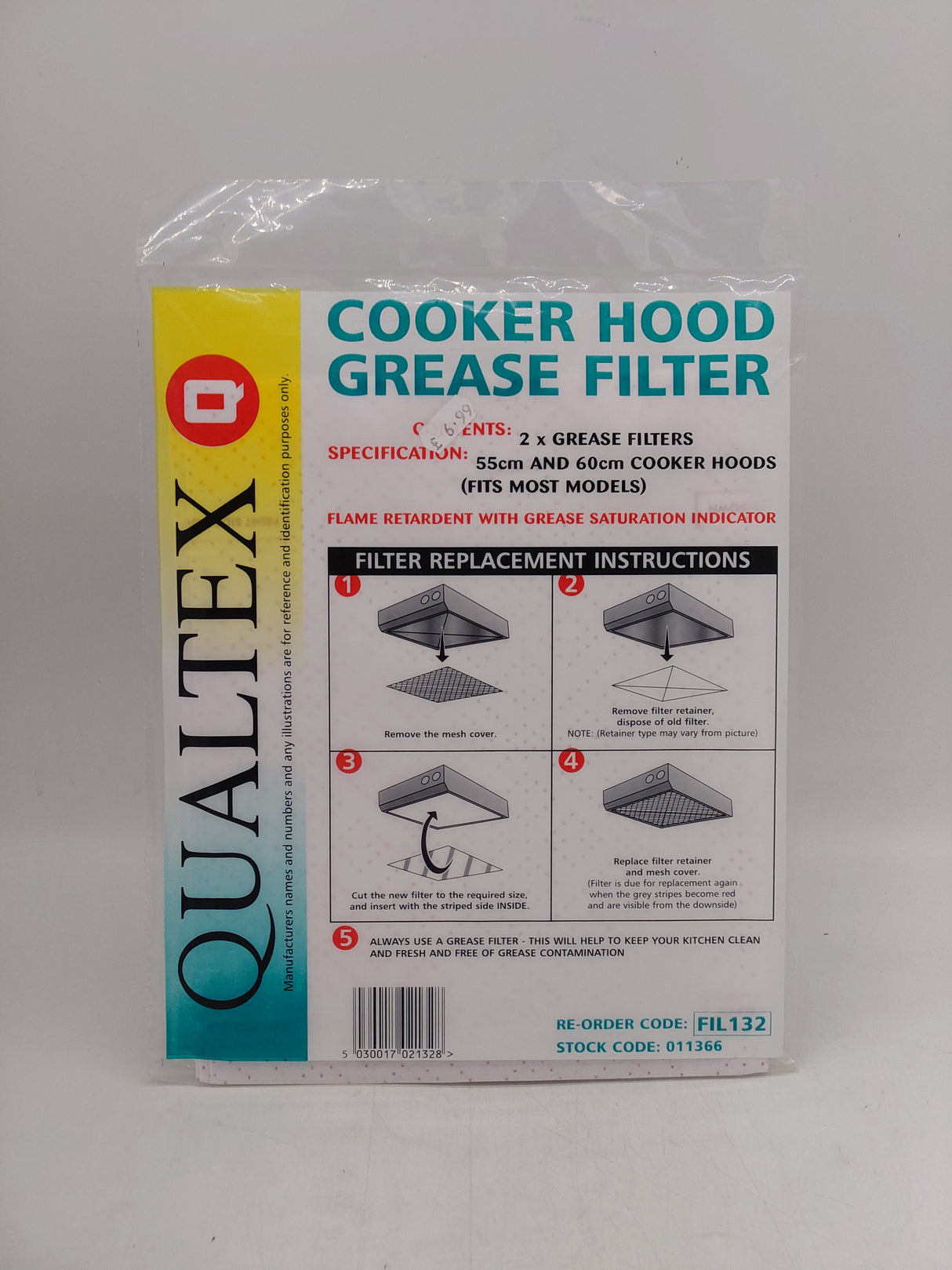 Qualtex cooker hood grease filters (2pk)