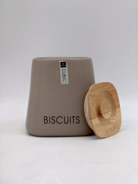 Price & Kensington cubic matt biscuit jar - taupe