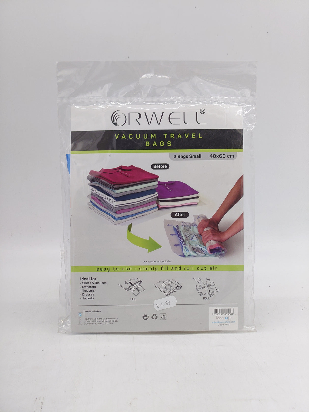 Orwell vacuum travel bags - small (2pk)