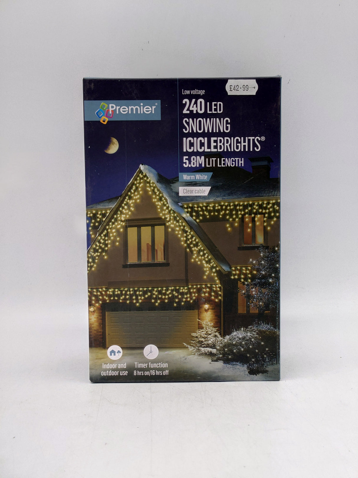 Premier 240 LED snowing Iciclebrights - warm white (5.8m)