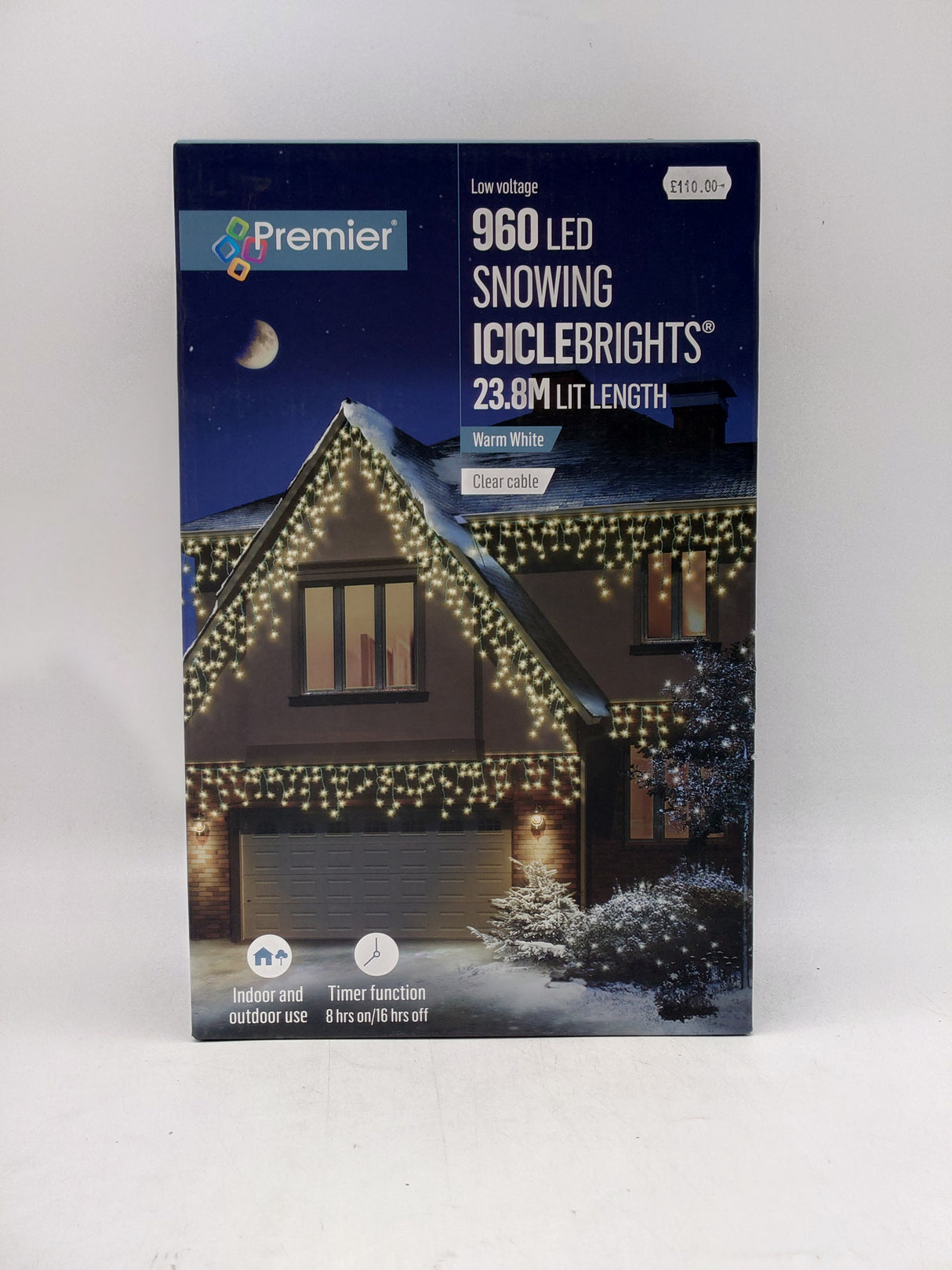 Premier 960 LED snowing Iciclebrights - warm white (23.8m)