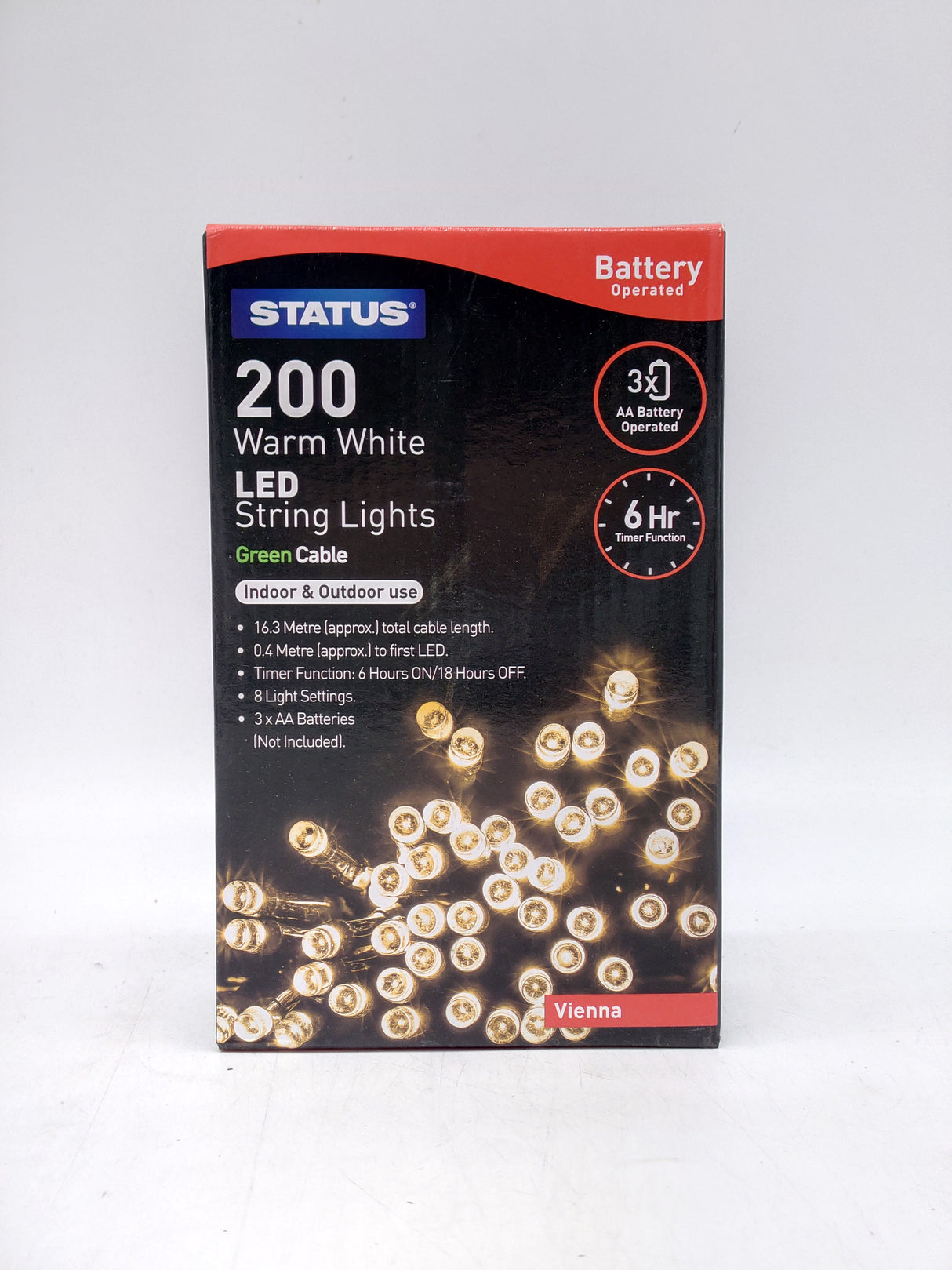 Status 200 LED lights battery operated - warm white (16m)