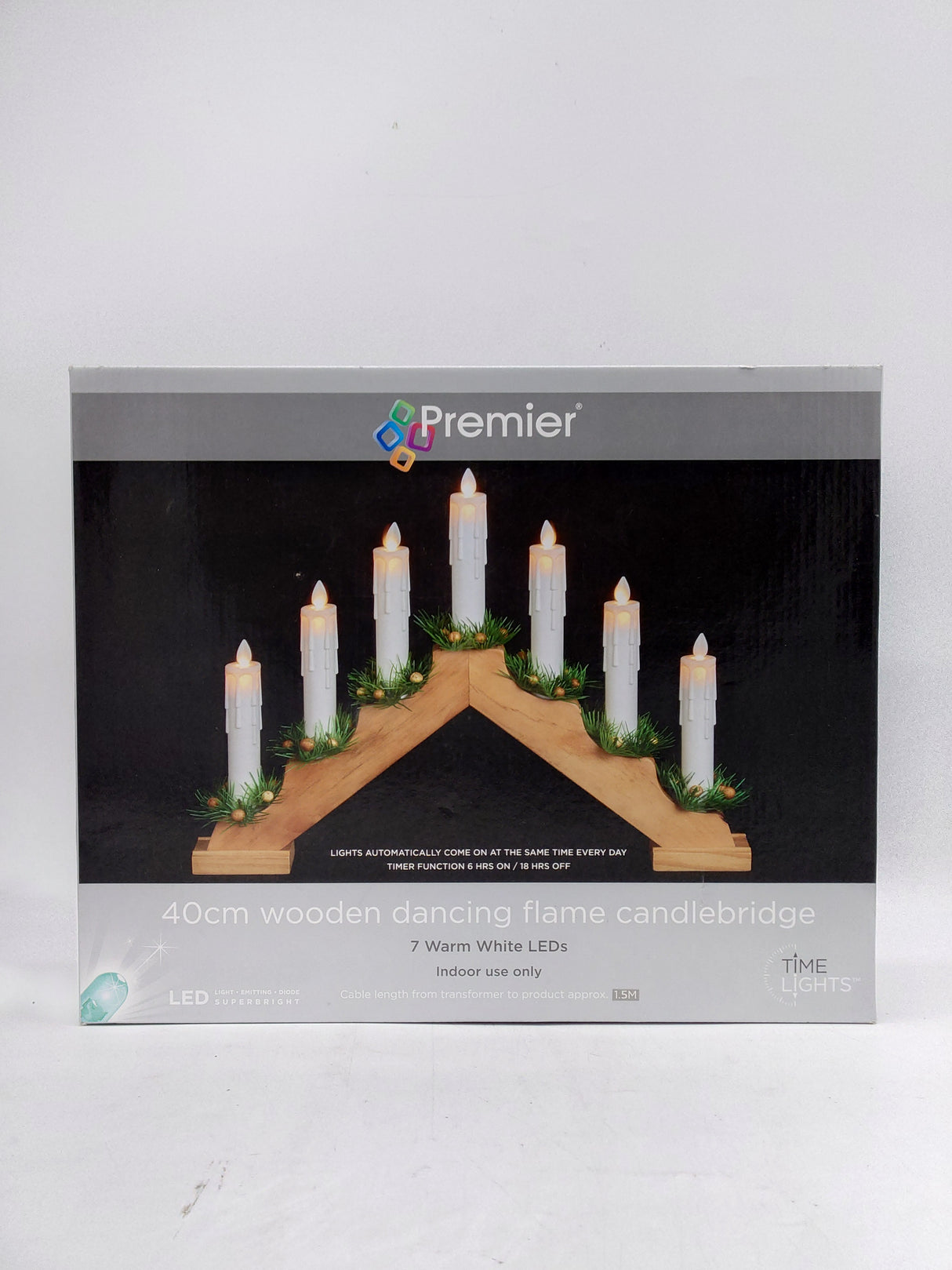 Premier LED dancing flame candle bridge - warm white