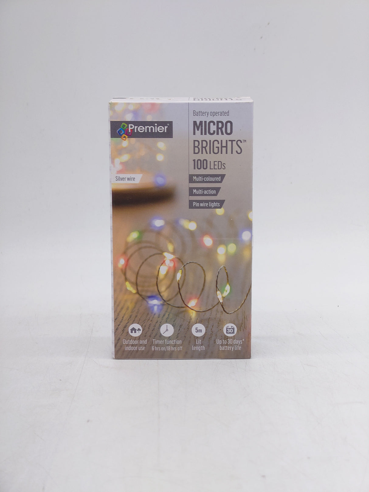 Premier 100 LED MicroBrights silver wire - Multi-Coloured (5m)