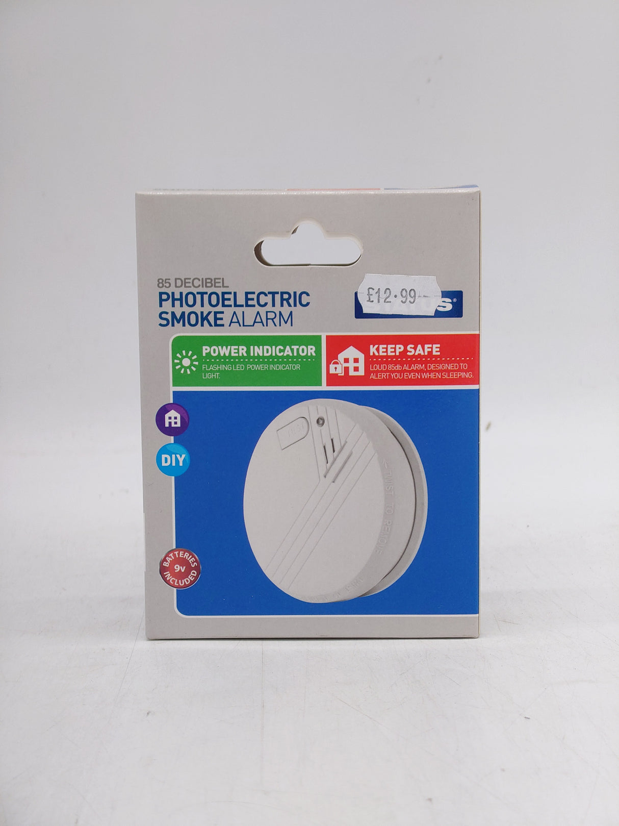 Status photoelectric smoke alarm (batteries included)