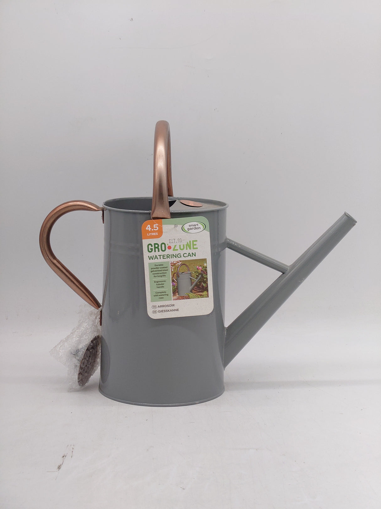 Gro zone powder coated galvanised steel watering can (4.5L)