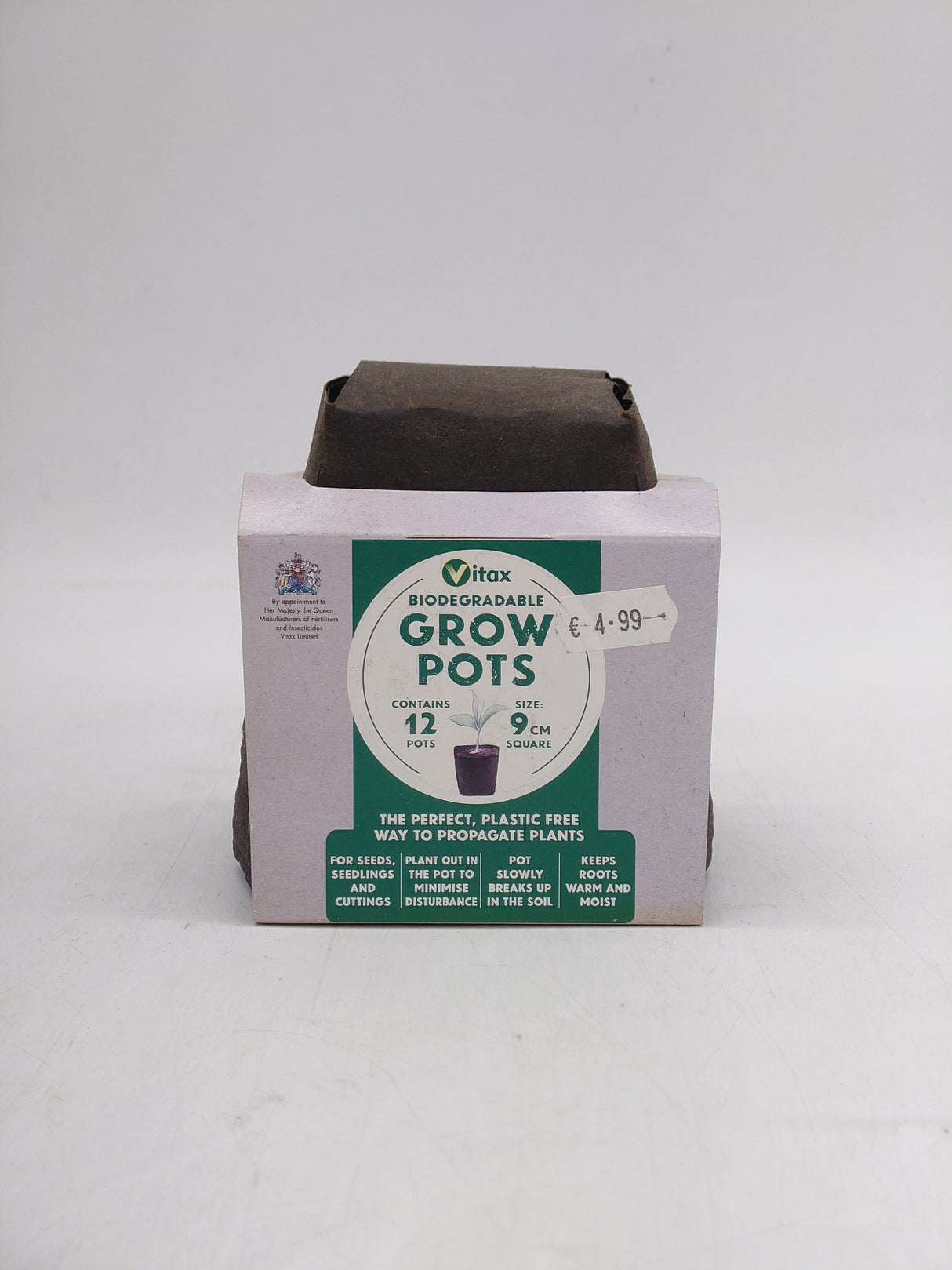 Vitax biodegradable grow pots - square 9cm (12pk)