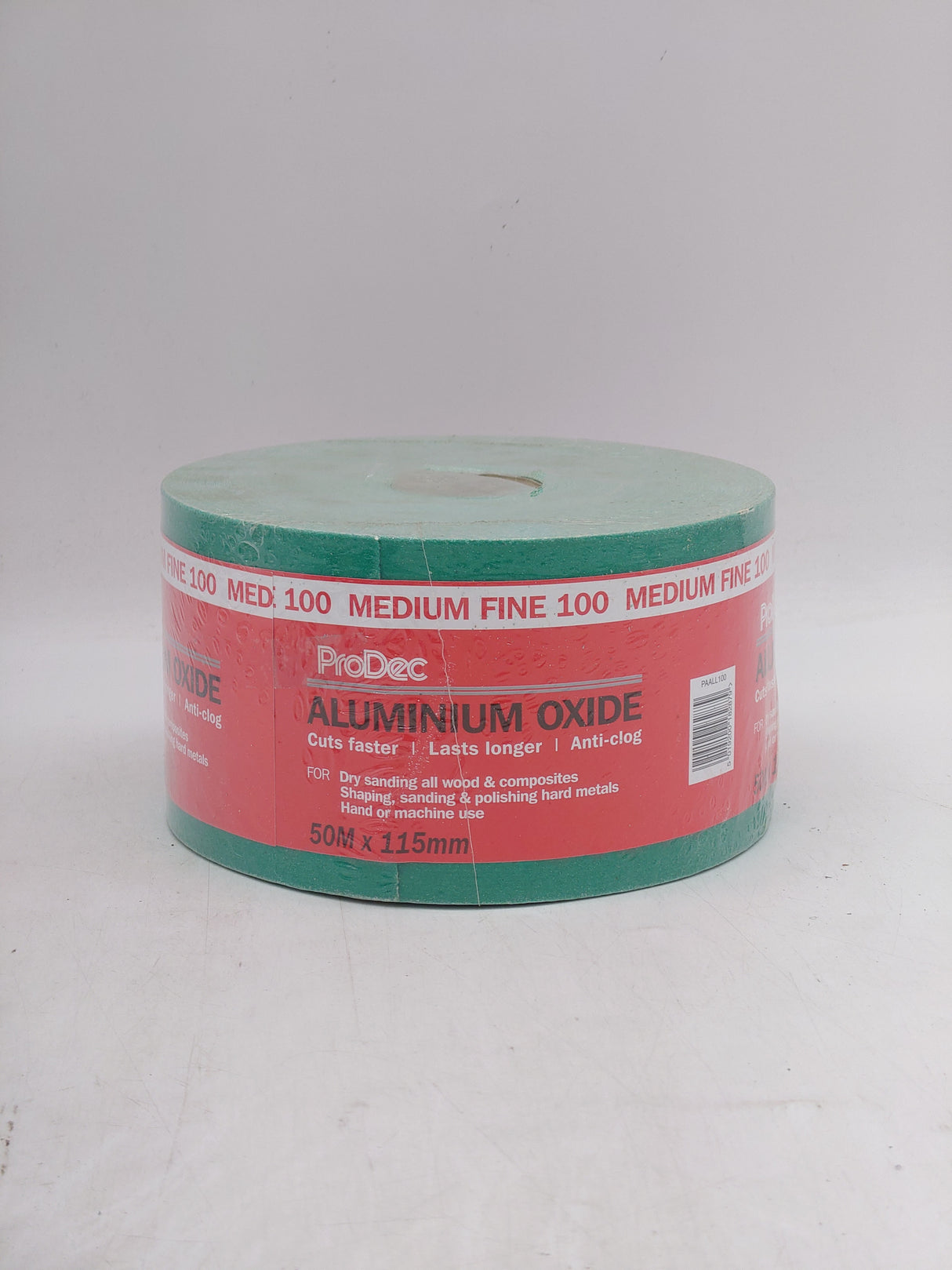 Prodec aluminium oxide dry sanding paper - medium fine 100 (50m x 115mm)