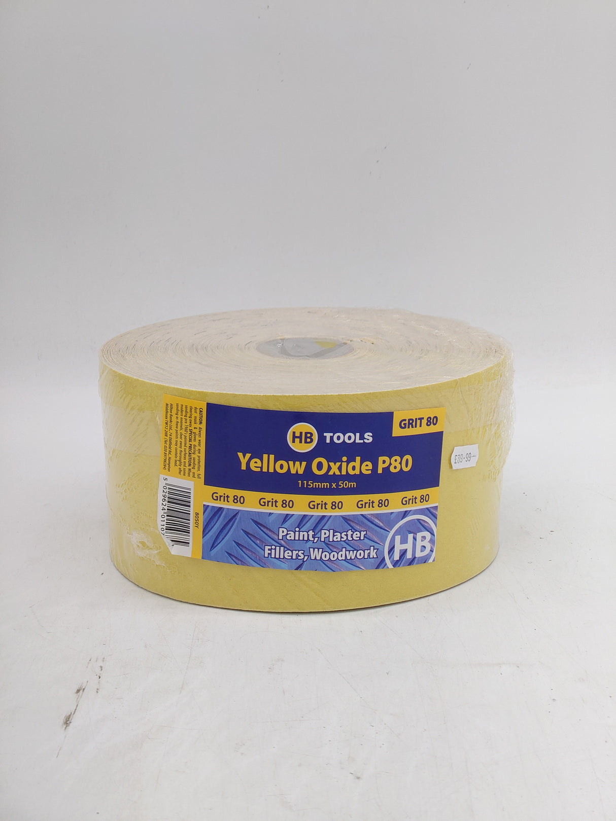 HB tools yellow oxide P80 sanding paper (50m x 115mm)