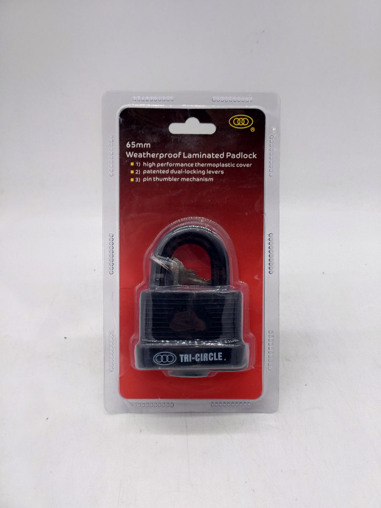 Tri-circle weatherproof laminated padlock (65mm)