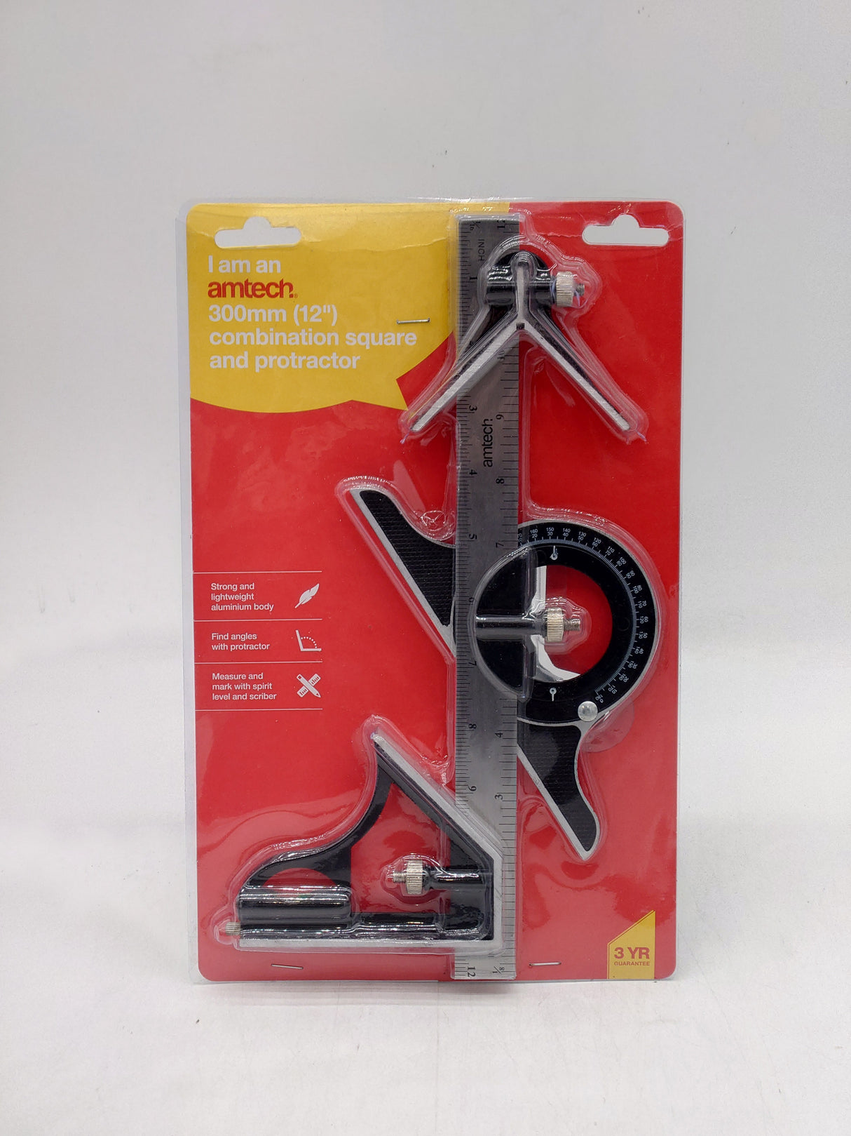 Amtech combination square & protractor (12")