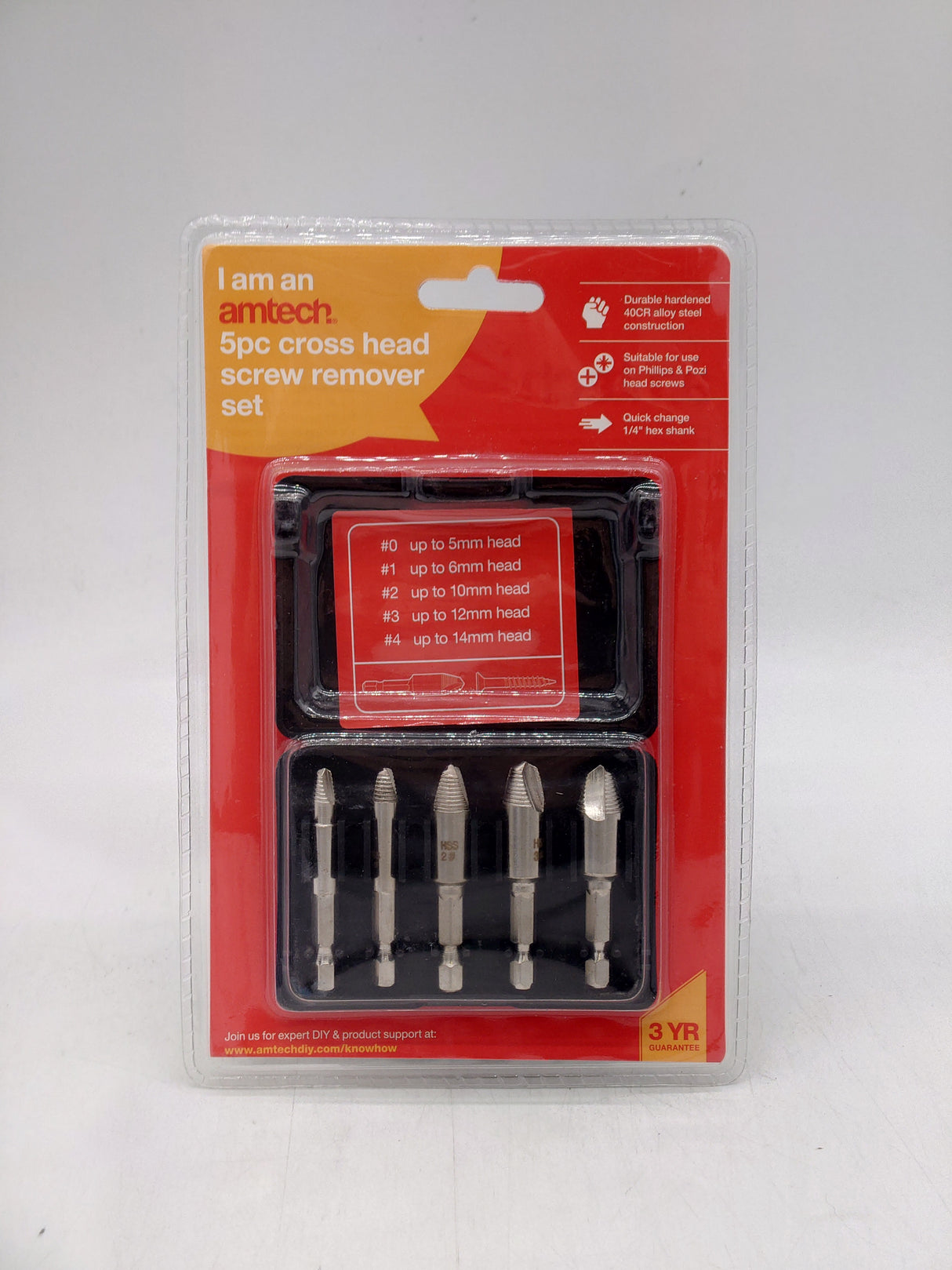 Amtech cross head screw remover set (5pc)