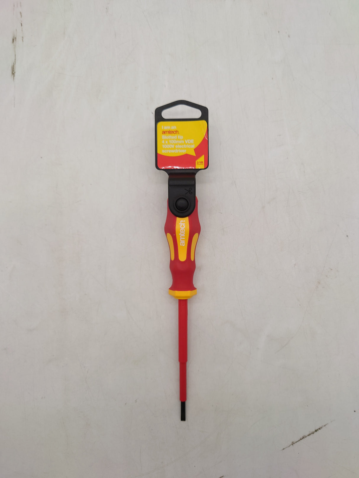 Amtech slotted tip VDE 1000V electrical screwdriver (4mm x 100mm)