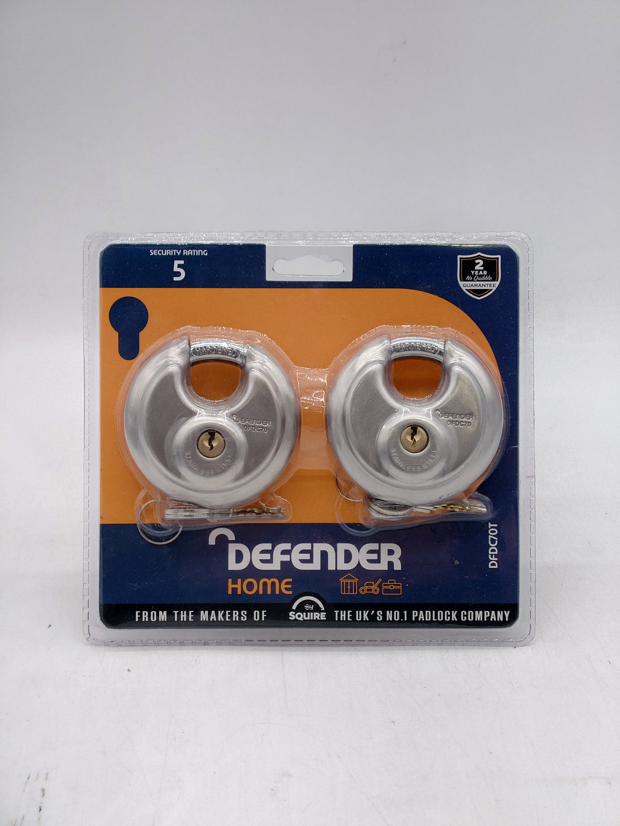 Defender home round padlocks twin pack (70mm)