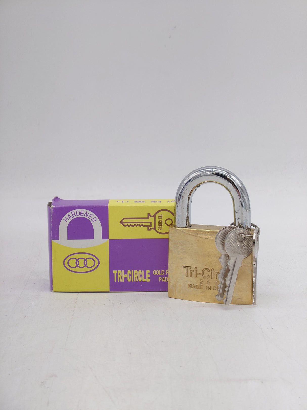 Tri-circle gold plated padlock (63mm)