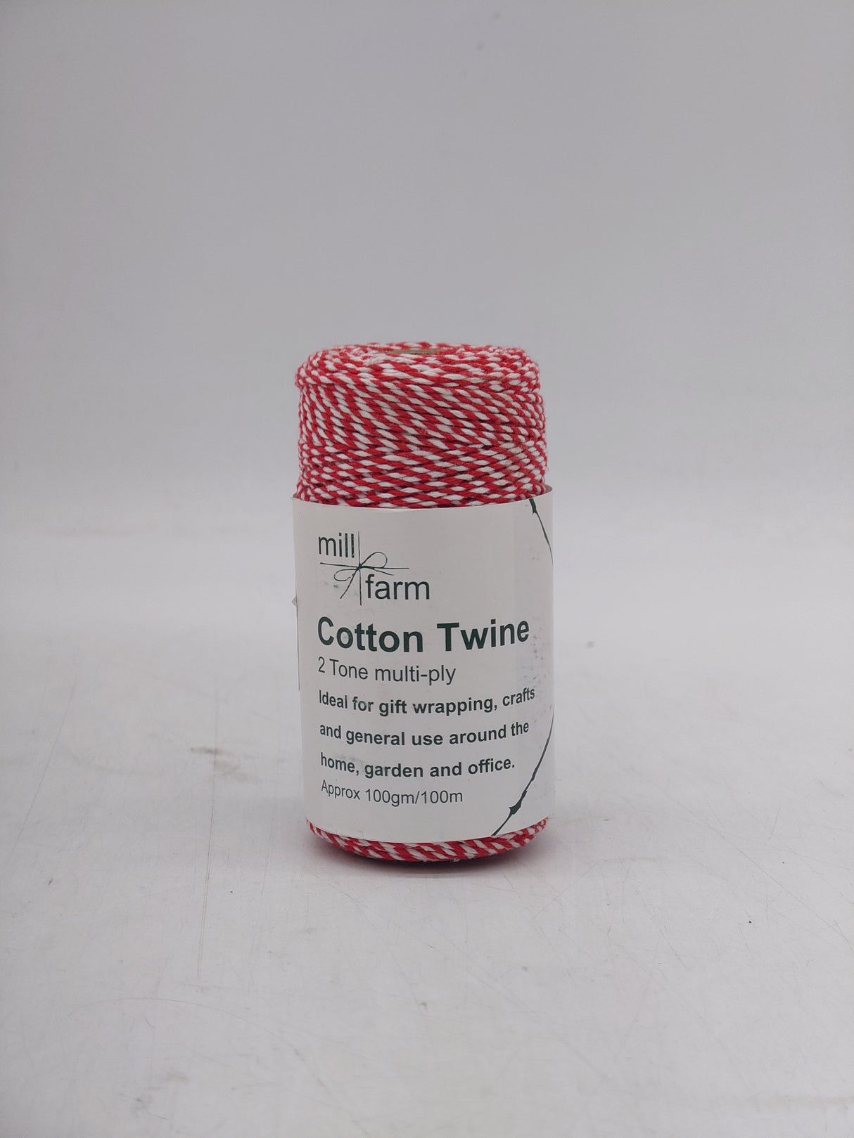 Mill farm cotton twine - red & white multi-ply (100m)