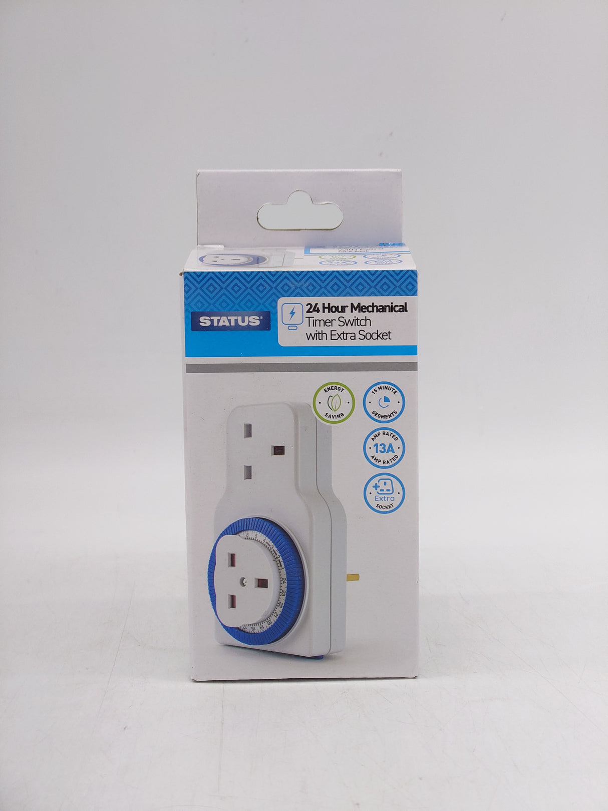 Status 24 hour mechanical timer switch with extra socket