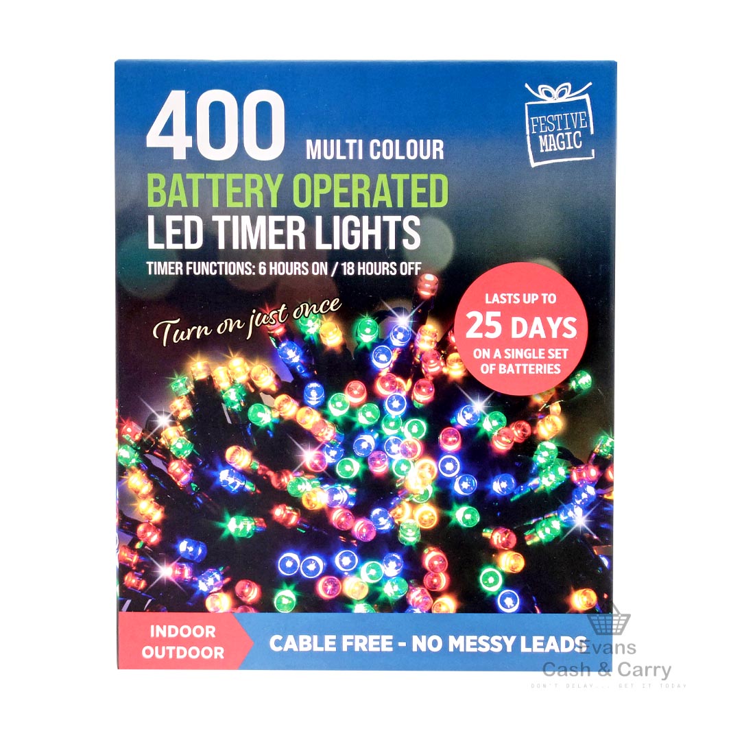 400 Multi Colour Battery Operated LED Timer Lights