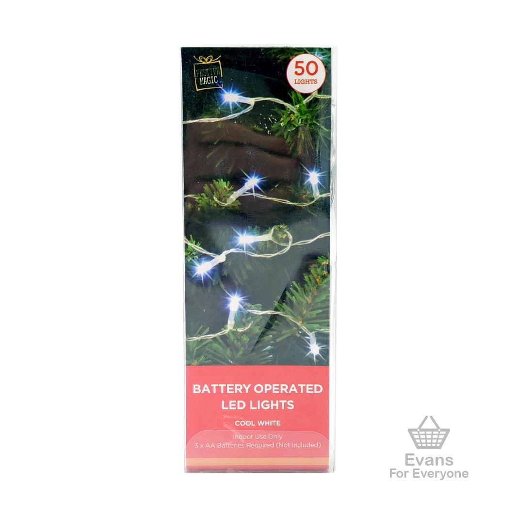 Battery Operated 50 LED Lights - Cool White