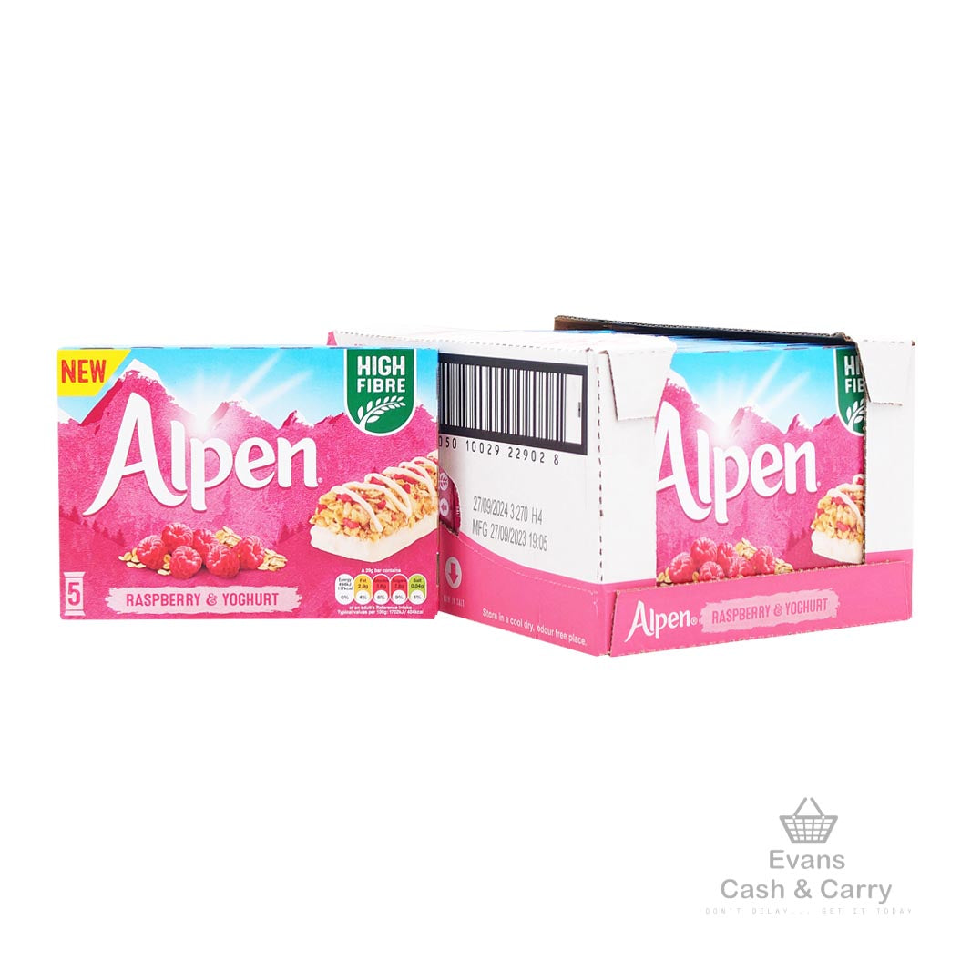 (BBE 29/07/24) CASE of Alpen Raspberry Yoghurt Bars (10x 5 Pack)