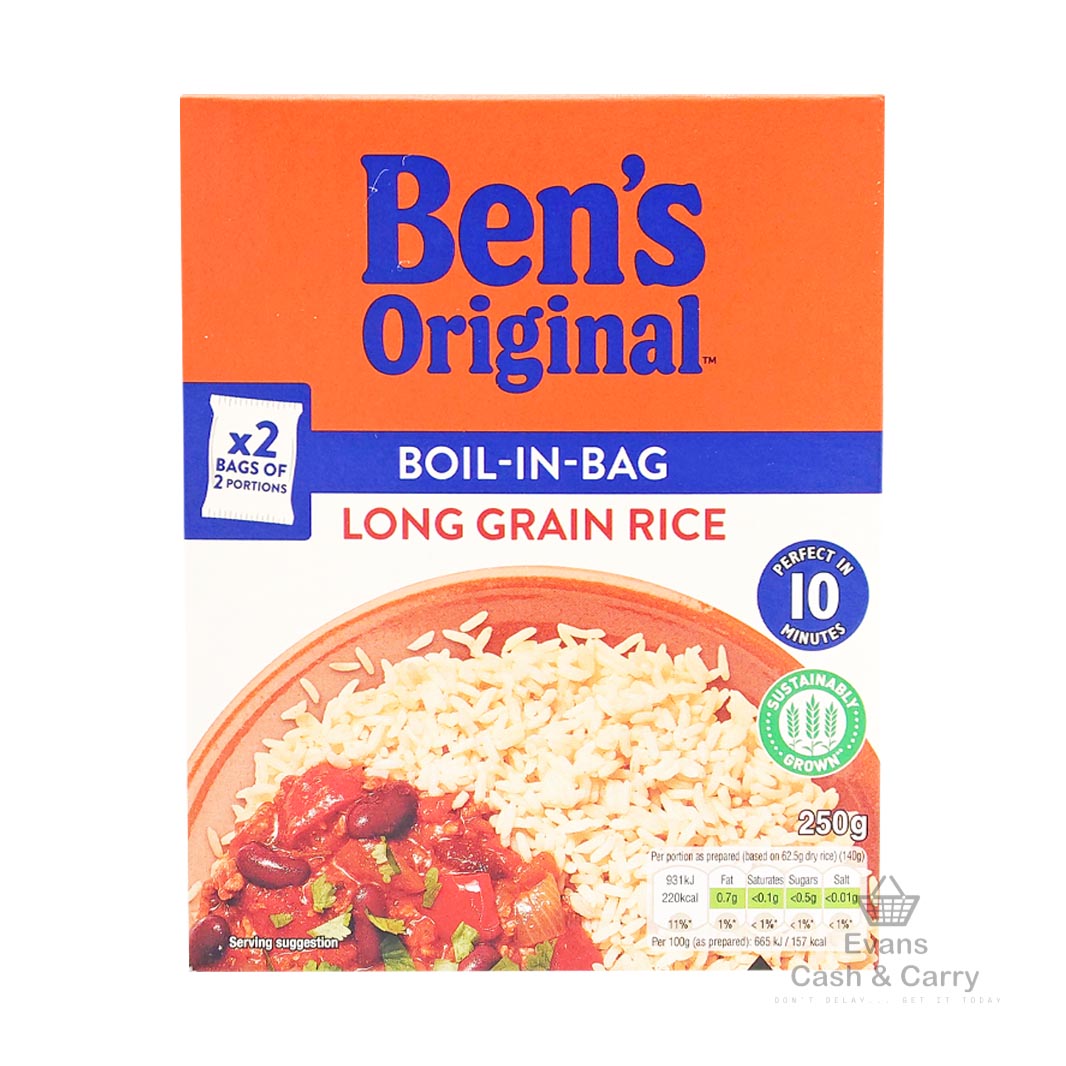 (BBE 27/10/24) Ben's Original Boil In Bag Long Grain Rice (250g) (£1.50 each or 2 for £2.50)