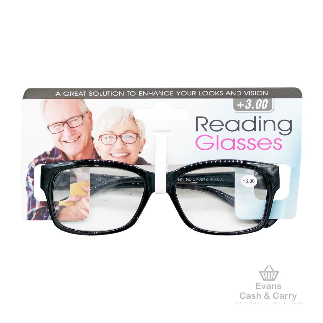 Black Reading Glasses - 3.00