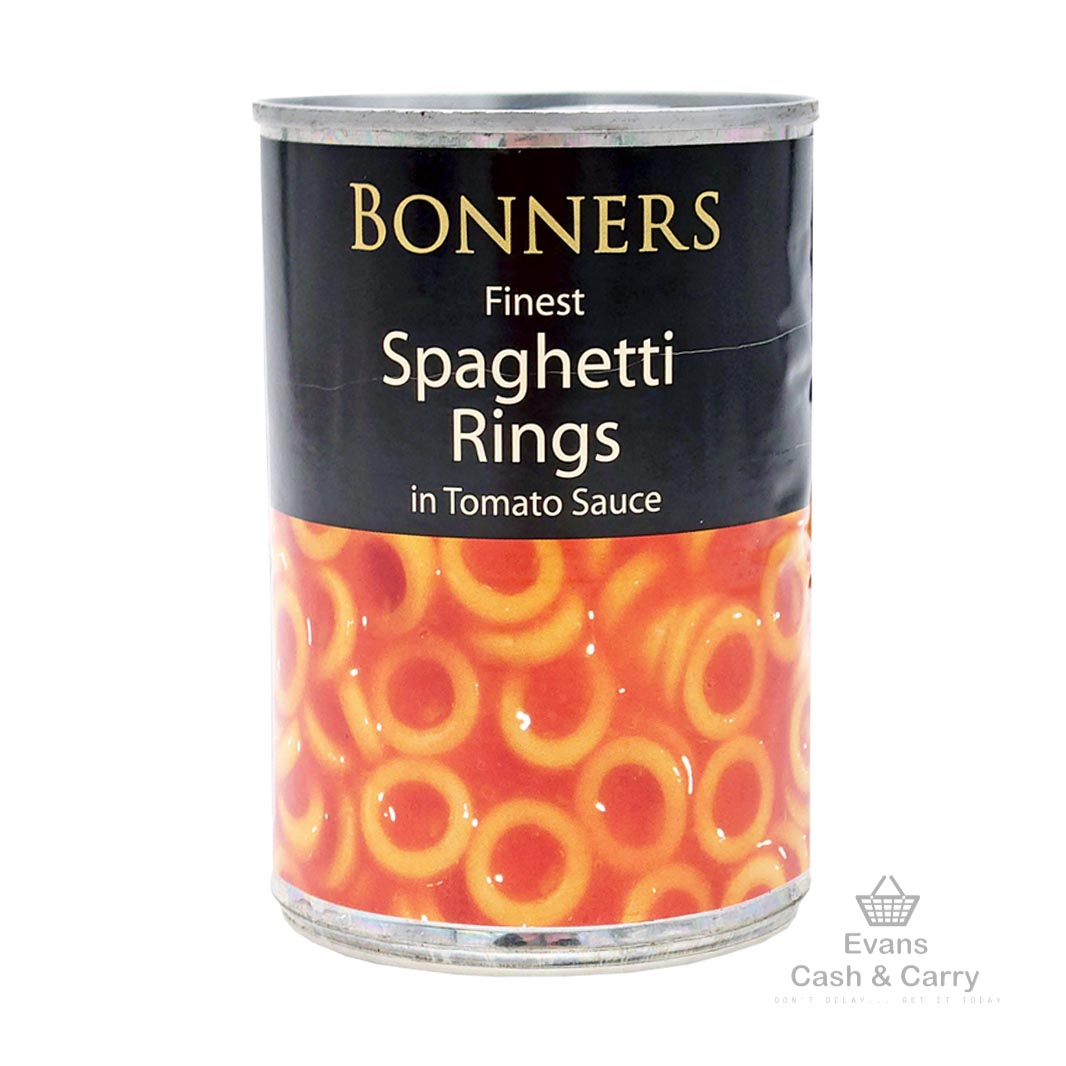 (BBE 10/26) Bonners Spaghetti Rings (395g) (70p each or 3 for £1.80)