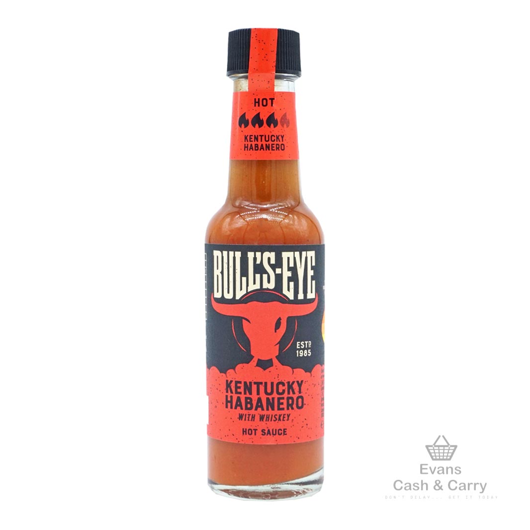 (BBE 09/05/24) Bull's-Eye Kentucky Habanero with Whiskey Hot Sauce (135ml) (90p each or 2 for £1.60)